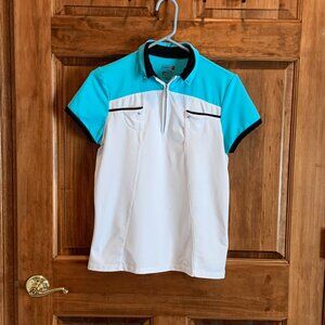 WOMEN'S IZOD PERFORM X SHORT SLEEVE GOLF SHIRT, SIZE MEDIUM, EUC